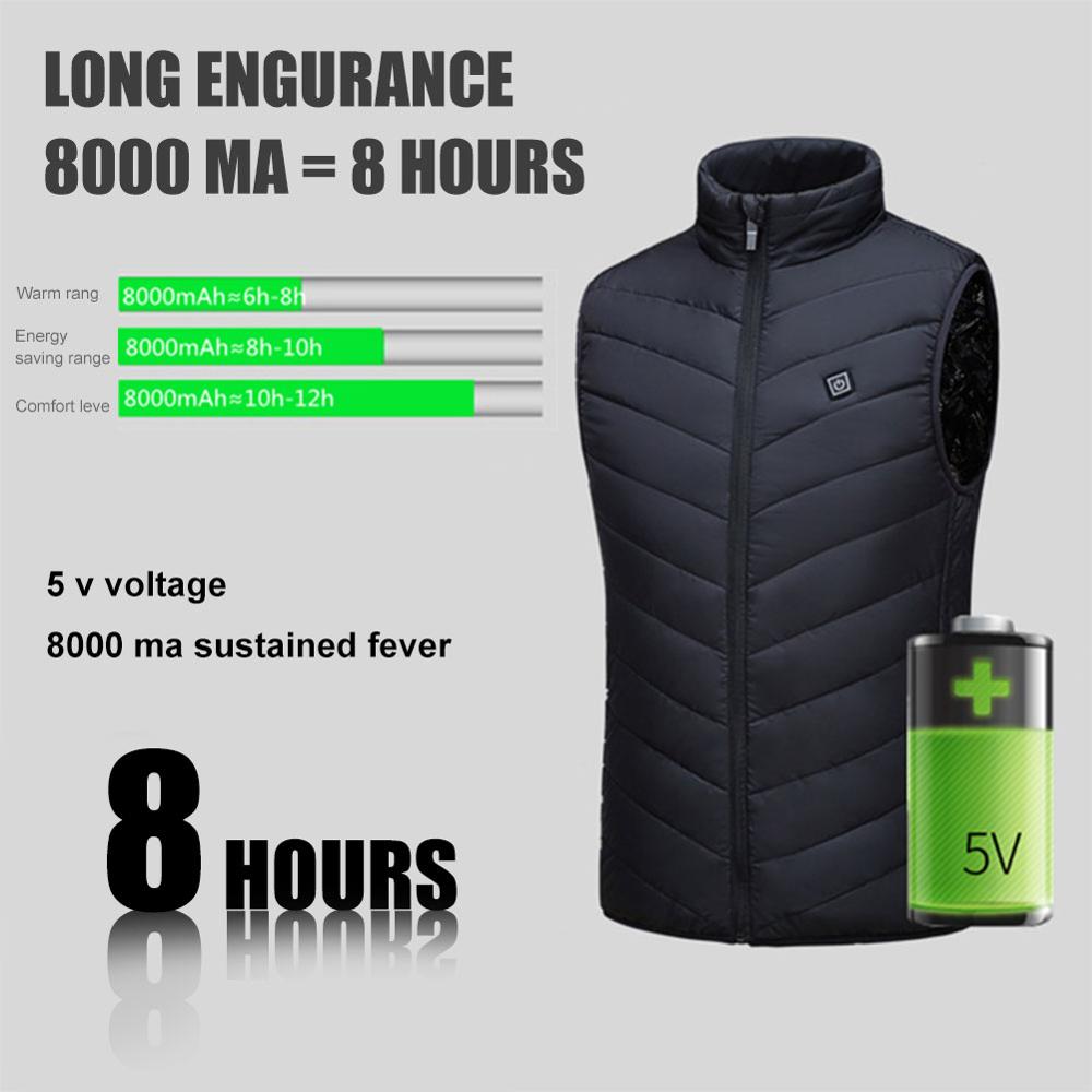 USB Heated Vest Men Winter Electrical Heated Sleevless Jacket Travel Heating Vest Outdoor Waistcoat Hiking Heater Vests