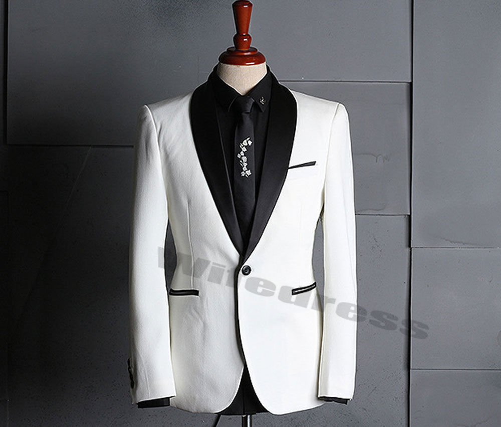 White Mens Suits For Men's Groom Wedding 3 Pieces Shawl Lapel Prom Party Tuxedos Slim Fit Jacket+Pants+Vest Coat Party Wear