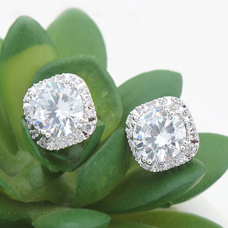 Fashion Geometric Square Design Designer Stud Piercing Earings High Quality Cubic Zirconia Bijoux Accessories For Women Be