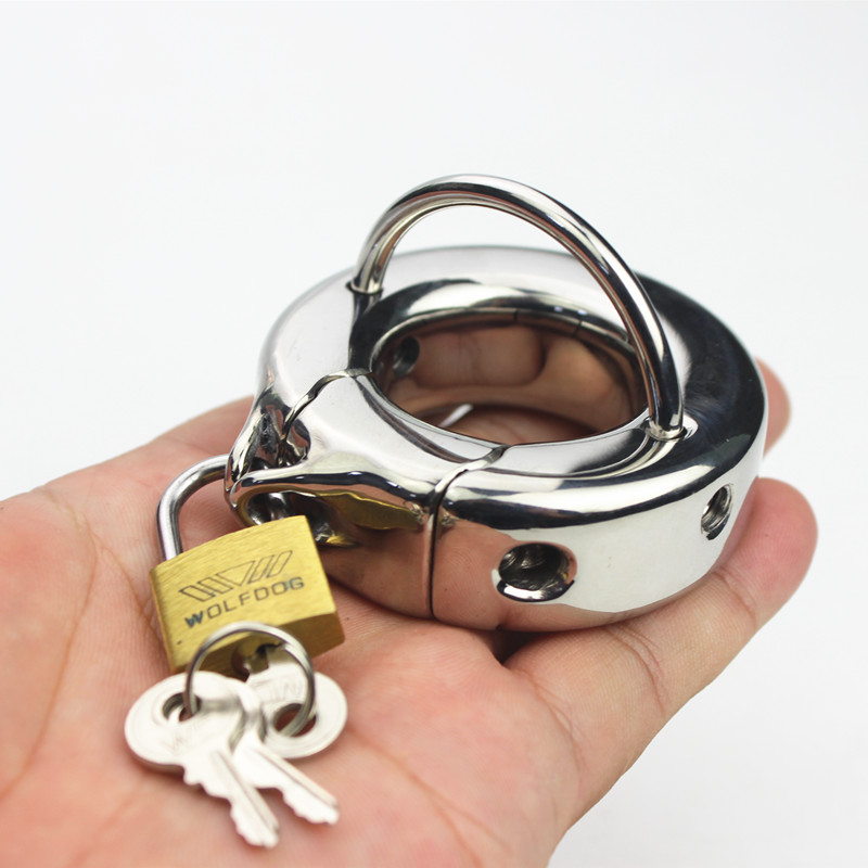 9 Sizes Lockable Cockrings Stainless Steel Scrotal Testicular Lock Weight-bearing Pendants Ball Stretchers for Men Exciting AlternativeToys BB332