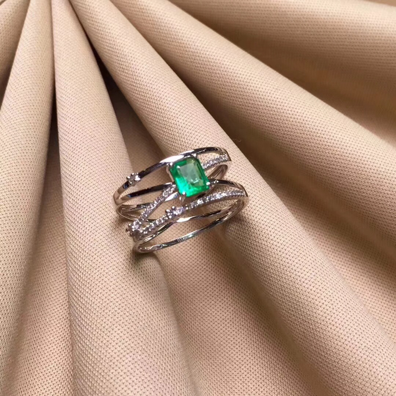 CSJ Natural Green Emerald Ring 925 Sterling Silver 4*6mm Gemstone May Birthstone Jewelry Gift for Women CJ191210