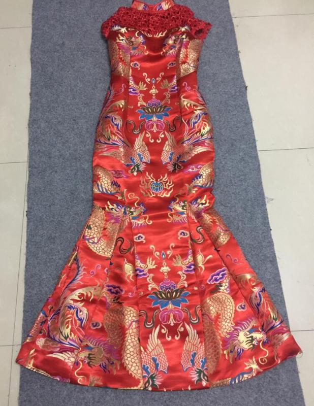Women Chinese Cheongsam Summer Long Fishtail Chinese Traditional Dress Wedding Red Cheongsam Dress Long Qipao1