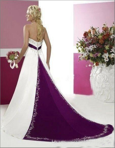 White And Red Bridal Gowns With Beaded Embroidery Empire Strapless Cathedral A Line Wedding Dresses 0521