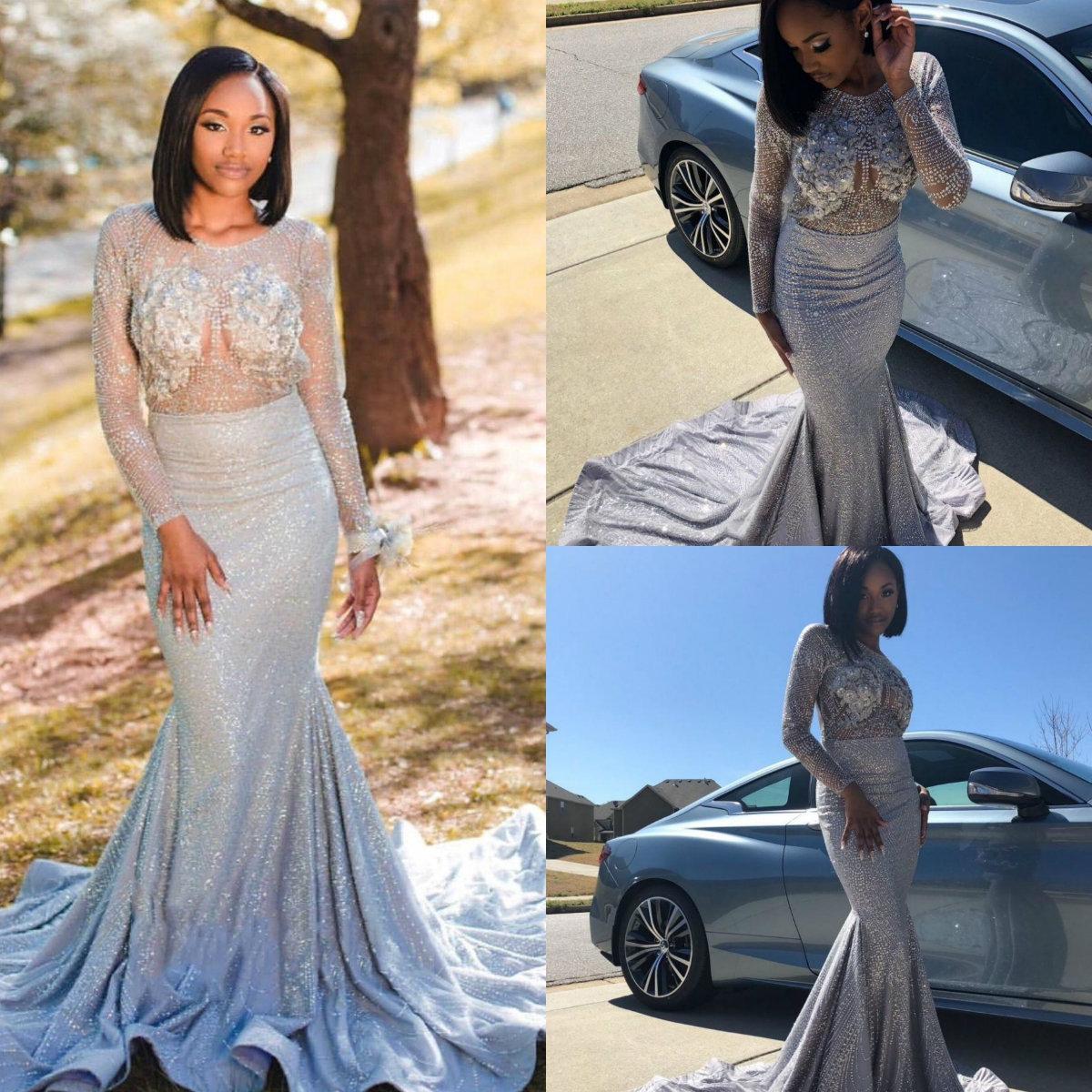 Luxury Mermaid Prom Dresses 2019 Jewel Neck Long Sleeves Silver Sequins Evening Dress Sweep Train Beads Formal Party Gowns Custom Made, White
Luxury Mermaid Prom Dresses 2019 Jewel Neck Long Sleeves Silver Sequins Evening Dress Sweep Train Beads Formal Party Gowns Custom Made, White