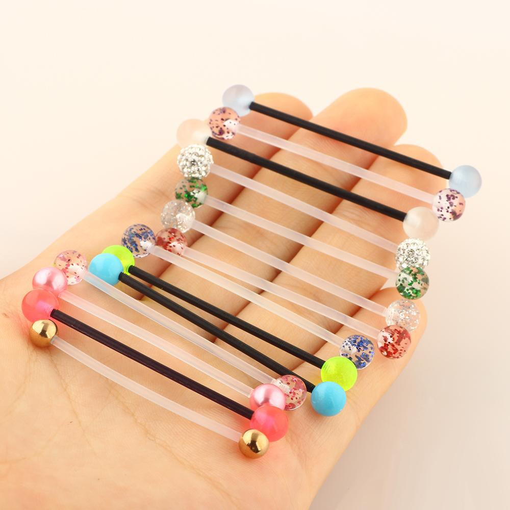 10Set/140pcs 14G Acrylic UV Pregancy Belly Button Ring Tragus Cartilage Industrial Barbell Navel Body Jewelry Ear Piercing