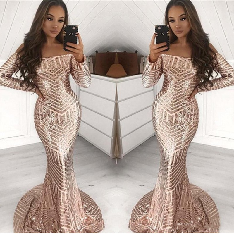 Stunning 2020 Full Sequin Champagne Mermaid Prom Dresses Long Sleeve Off Shoulder African Black Girls Event Party Gowns Dress Evening Wear
Stunning 2020 Full Sequin Champagne Mermaid Prom Dresses Long Sleeve Off Shoulder African Black Girls Event Party Gowns Dress Evening Wear