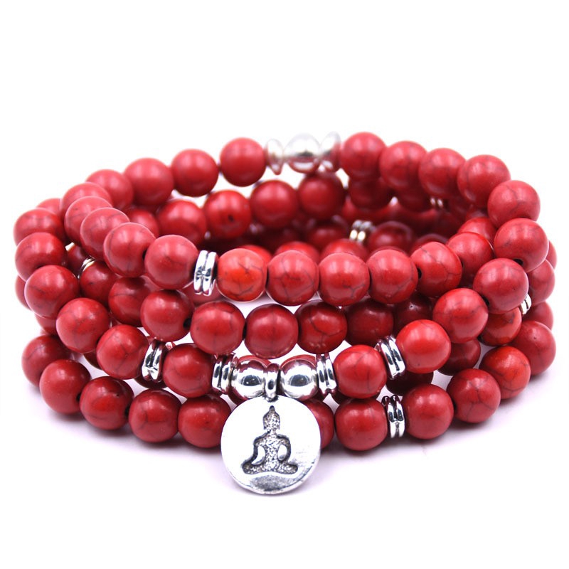 108 beads natural stone Jewelry beaded strands bracelet ethnic style multi-layer men and women parents birthday gifts