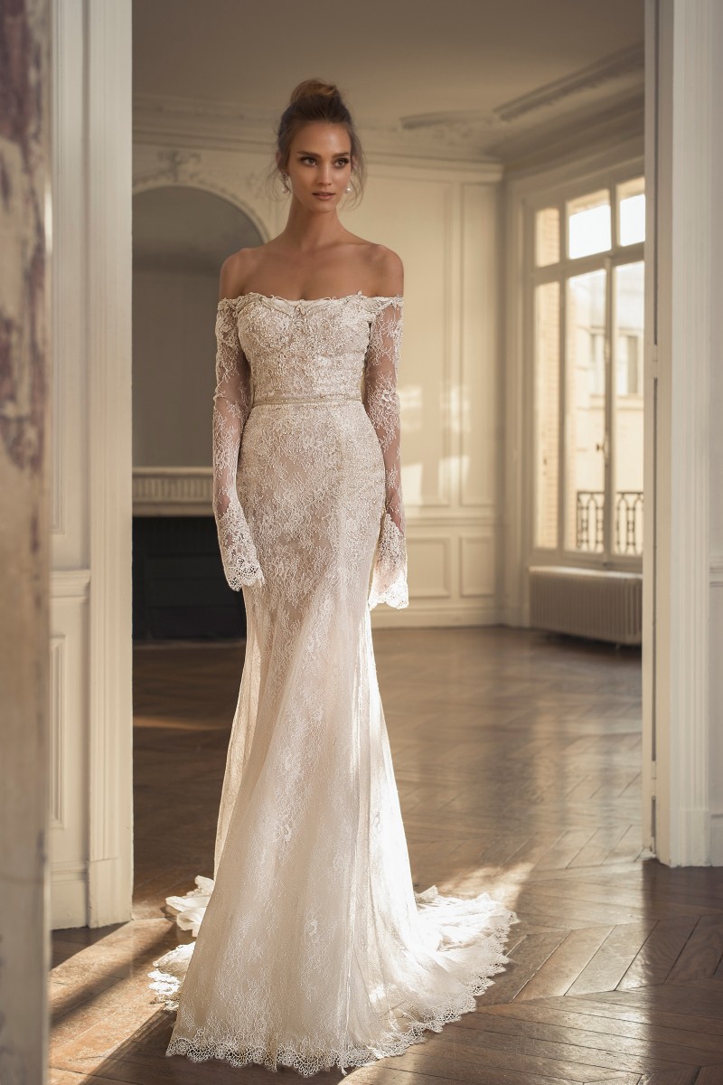 Vintage Mermaid Wedding Dresses 2020 Long Sleeve Illusion Bodice Lace Appliques Bridal Gowns Off Shoulder Custom Made robe de mariée