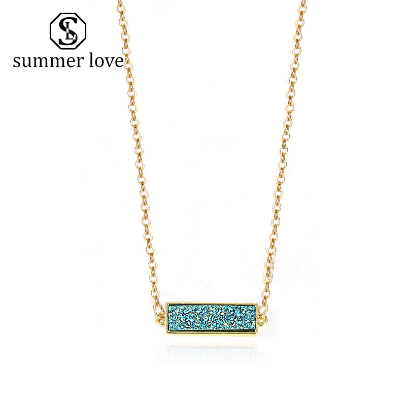 2020 New Fashion Resin Druzy Stone Rectangle Pendant Choker Necklace Colorful Bohemain Gold Chian Necklace Women Girl Jewelry Gift
2020 New Fashion Resin Druzy Stone Rectangle Pendant Choker Necklace Colorful Bohemain Gold Chian Necklace Women Girl Jewelry Gift