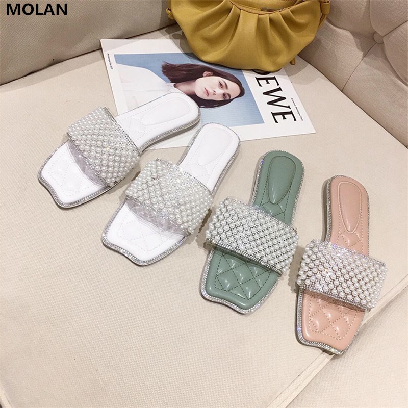 MOLAN Designers 2020 Summer Bling Bling Pearl Soft Comfy Bottom Beach Women Sandals Flat Slippers Mules Flip Flops Casual, Green
MOLAN Designers 2020 Summer Bling Bling Pearl Soft Comfy Bottom Beach Women Sandals Flat Slippers Mules Flip Flops Casual, Green