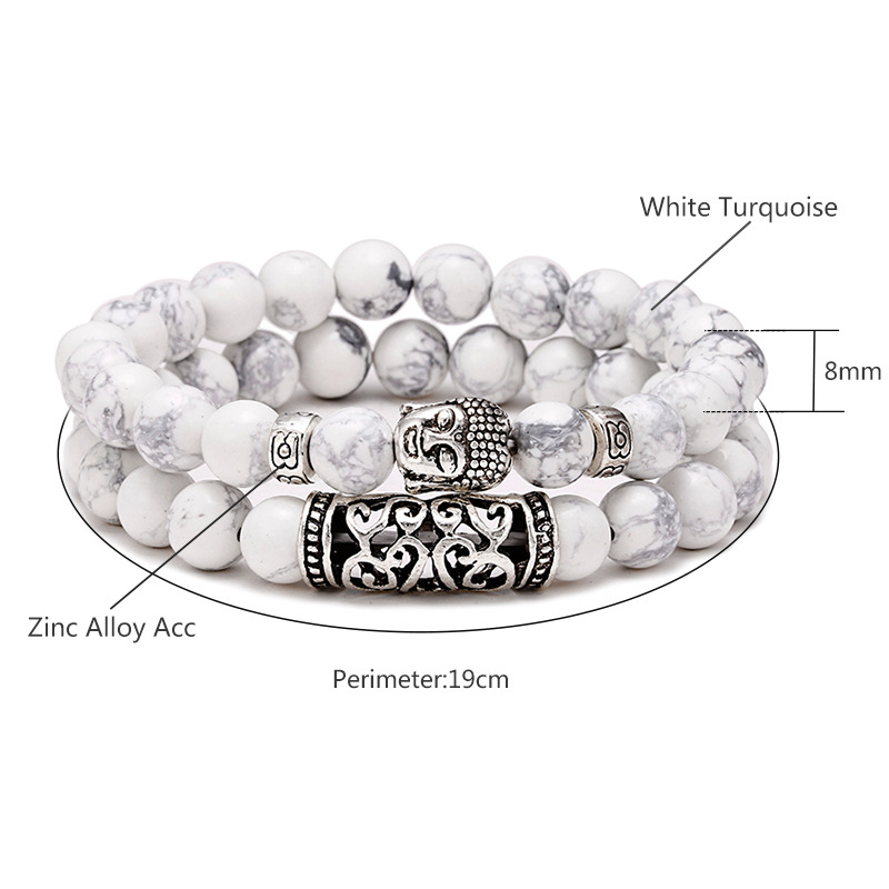 Natural Stone Set Bracelet (2 pieces) 8mm Lava Rock Essential Oil Diffuser Bracelet Charm Men's Couple Bracelet
