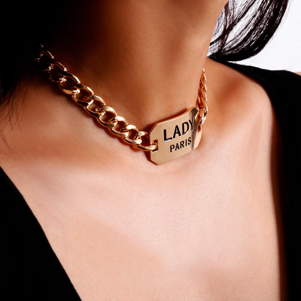 Gothic Chunky Chain Choker Necklace for Women Punk LADY PARIS Letter Pendant Snake Thick Link Necklace Clavicle Jewelry
Gothic Chunky Chain Choker Necklace for Women Punk LADY PARIS Letter Pendant Snake Thick Link Necklace Clavicle Jewelry