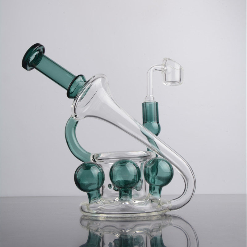 

Purple Recycler Glass Bong Dab Rig Hookah Perc Water Pipe Oil Rigs Pipe Smoking Accessories Bongs 14mm Joint with Banger