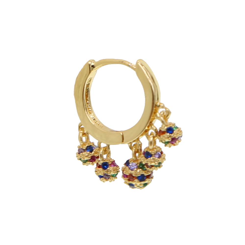 colorful disco ball charm elegance 2019 new women jewelry Small hoops floating ball charms trendy earring Gold