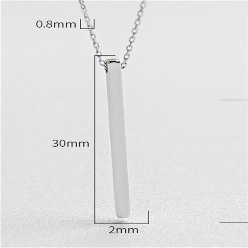 Authentic 925 Sterling Silver Bar Pendant Choker Necklaces New Chic Geometric Necklace Fine Jewelry For Women Collares