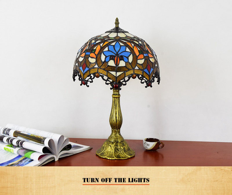Tiffany stained table lamp living room bedroom restaurant hotel bedside glass lights E27 European decoration table lamps TF020
