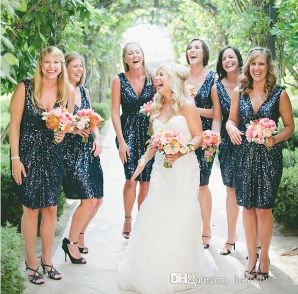 Sequins Short Navy Blue Bridesmaids Dresses Images South Africa Formal Gown Sexy V Neck Party Prom Dresses 2018
Sequins Short Navy Blue Bridesmaids Dresses Images South Africa Formal Gown Sexy V Neck Party Prom Dresses 2018