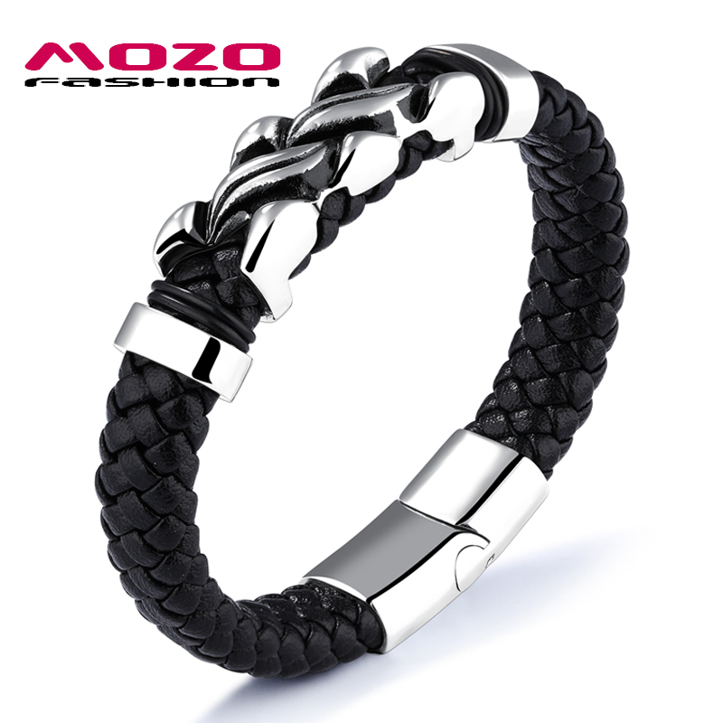 Fashion New Male Jewelry Black Leather Bracelet Stainless Steel Punk Flame Charm Exaggeration Bangle for Man
Fashion New Male Jewelry Black Leather Bracelet Stainless Steel Punk Flame Charm Exaggeration Bangle for Man