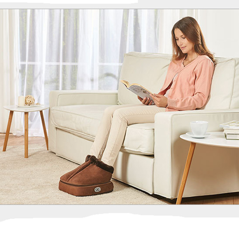 2 IN 1 Electric Heated Foot Warmer Cosy Unisex Velvet Feet Heated Foot Warmer Massager Big Slipper Foot Heat Warm Massage Shoes T200309