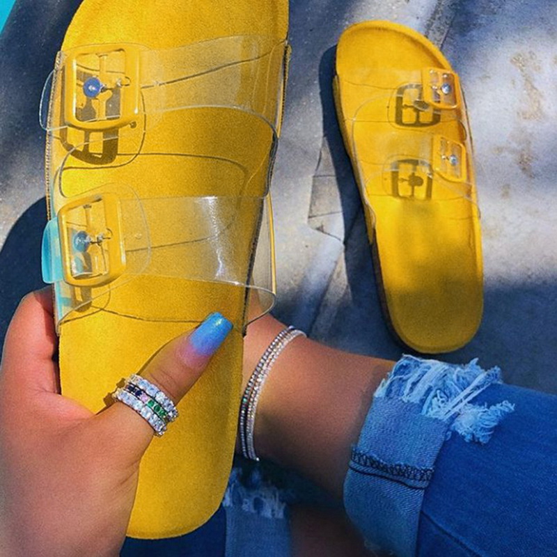2021 NEW Summer Beach Slippers PU Transparent Casual Double Buckle Women's Sandals Mix Colors Slip On Female Flat Flip Flops, Red
2021 NEW Summer Beach Slippers PU Transparent Casual Double Buckle Women's Sandals Mix Colors Slip On Female Flat Flip Flops, Red