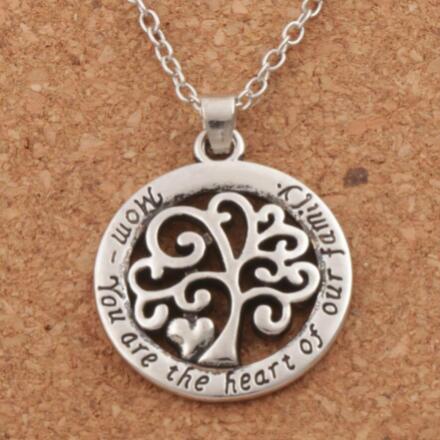 Hot Mom You Are The Heart Of Our Family Family Tree Of Life Chain Necklace Fashion Pendant Necklaces 24inches Jewelry