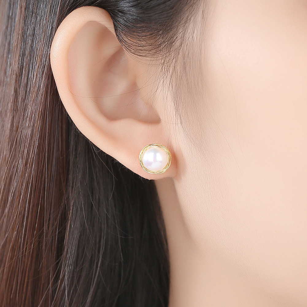 S925 Sterling Needle Pearl Stud Earrings New Style Fashion Women 18k Gold Plated Earrings Jewelry Wholesale