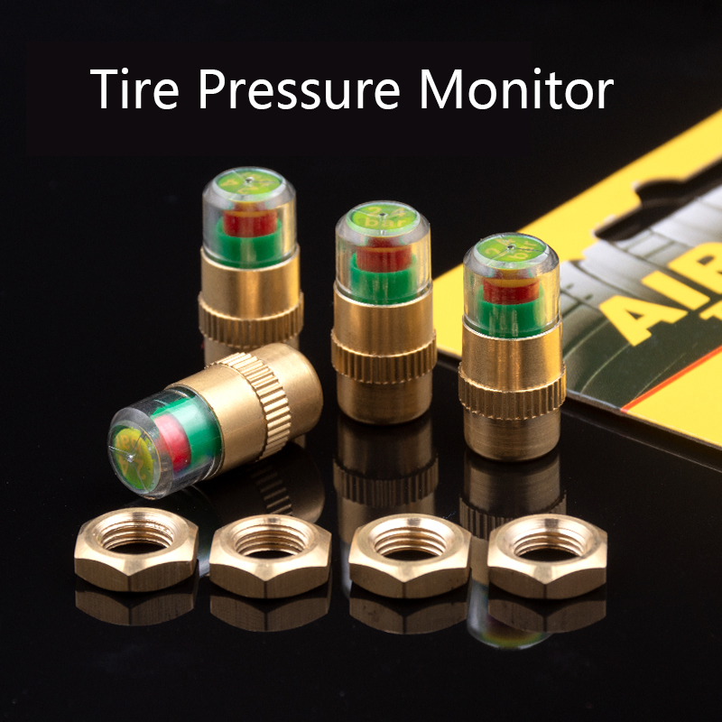 4pcs/set Anti-theft Car Tire Pressure Monitor Auto 2.4 Bar Monitoring Tools Tire Valve Caps Sensor Kit Accurate Detecting Indicator