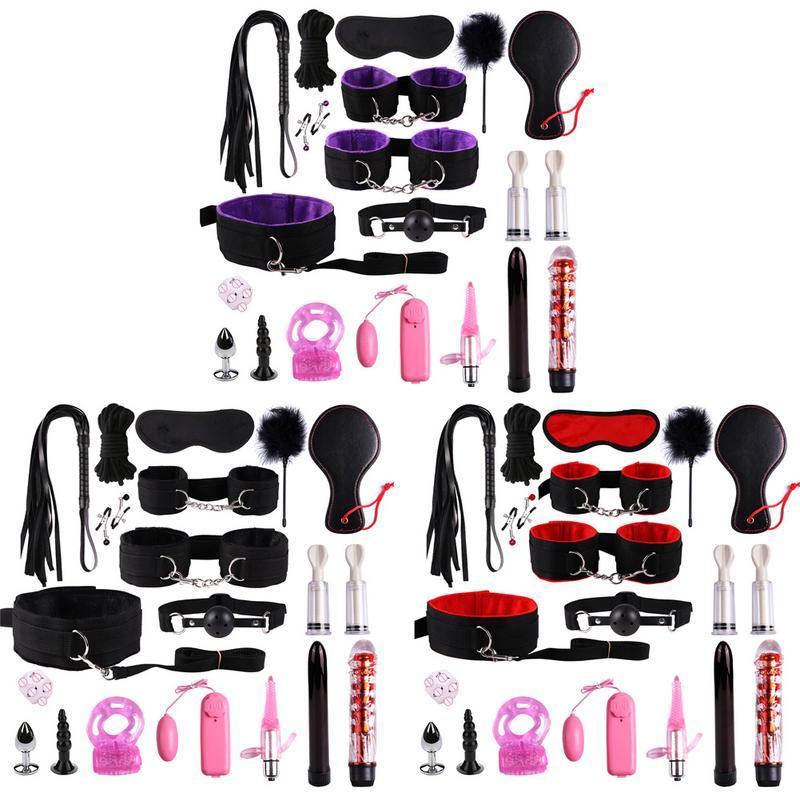 19PCS/set Leather Nylon Plush Bondage Set Restraints Sex For Couples Woman Slave SM Sexy Erotic Toy Handcuff Suit Sex Toys Adult LY191222