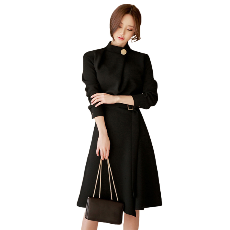 CINESSD a line dresses for women long Sleeve stand black female formal loose holiday midi office Party guest dress
CINESSD a line dresses for women long Sleeve stand black female formal loose holiday midi office Party guest dress