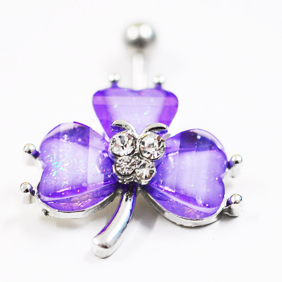 YYJFF D0688 Purple Color Leave Belly Navel Stud For Fashion Jewelry Piercing Body
