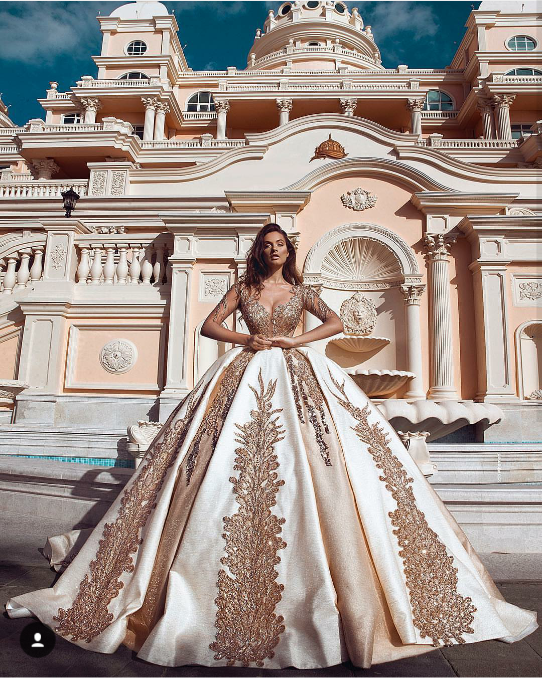 Dubai Arabic Vintage Wedding Dresses Said Mhamad Long Sleeve Gold Lace Applique Sequins Plus Size Wedding Dress with Cathedral Train