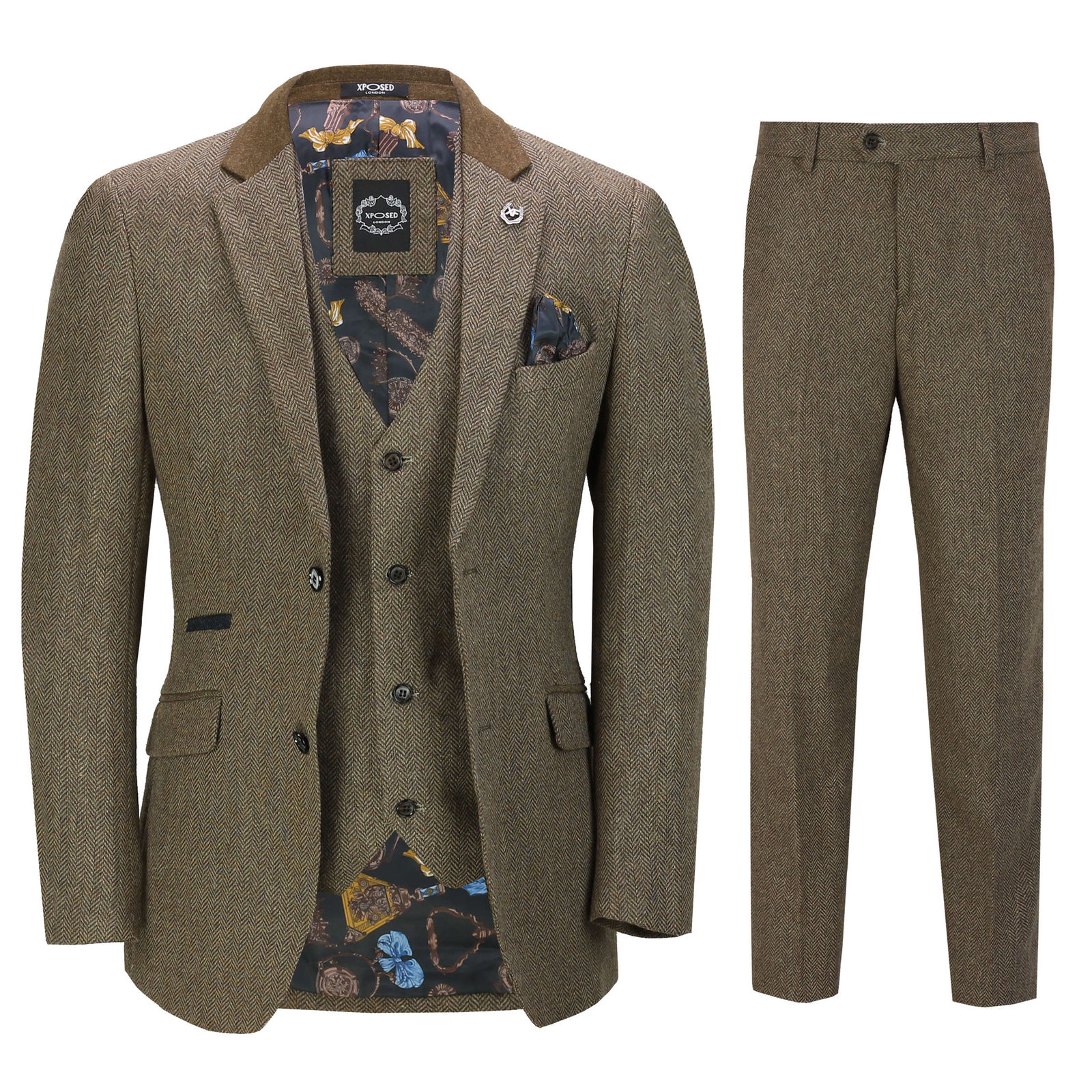 Mens 3 Piece Herringbone Tweed Suit in Brown Retro Peaky Blinders Style Fitted Best Man Suits(Jacket+Pants+vest) Hot Sale
Mens 3 Piece Herringbone Tweed Suit in Brown Retro Peaky Blinders Style Fitted Best Man Suits(Jacket+Pants+vest) Hot Sale