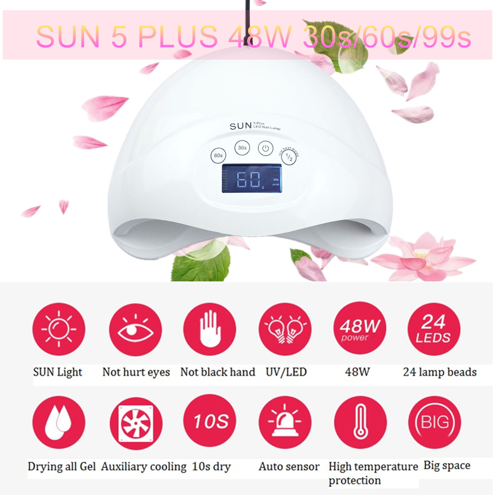 New SUN5 Plus 48W UV LED Nail Lamp Nail Dryer Gel Polish Curing 24pcs LED Lamp Infarared Auto Sensor Digital Display Manicure Machine, White
New SUN5 Plus 48W UV LED Nail Lamp Nail Dryer Gel Polish Curing 24pcs LED Lamp Infarared Auto Sensor Digital Display Manicure Machine, White