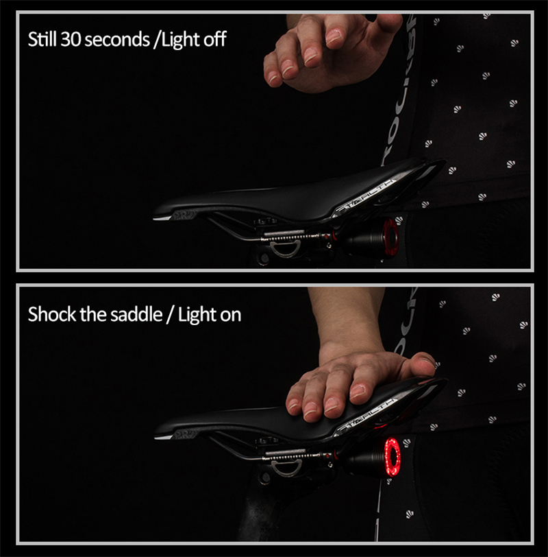 Flashing Red Back LED Cycling Safety Warning Taillight Bicycle Smart Auto Brake Sensing Light 3 Light Mode Options