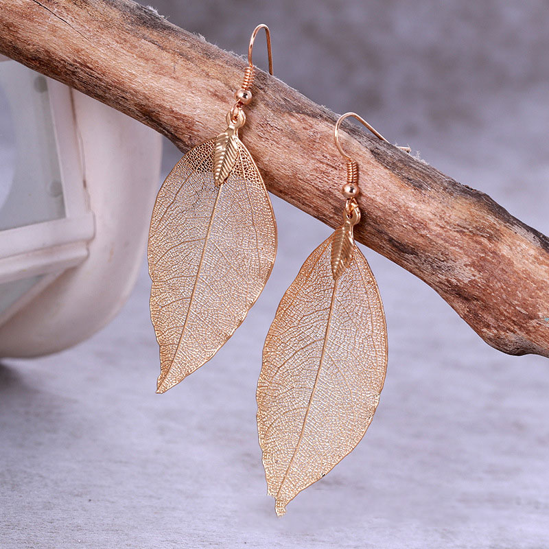 Bohemian Dangle Long Earrings Unique Natural Real Leaf Big Earrings For Women Jewelry Gift oorbellen pendientes mujer mod