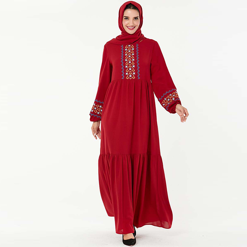 Red Abaya Dubai Turkish Hijab Muslim Dress Kaftan Islamic Clothing For Women Caftan Islam Dress Abayas Beautiful Robe Kleding