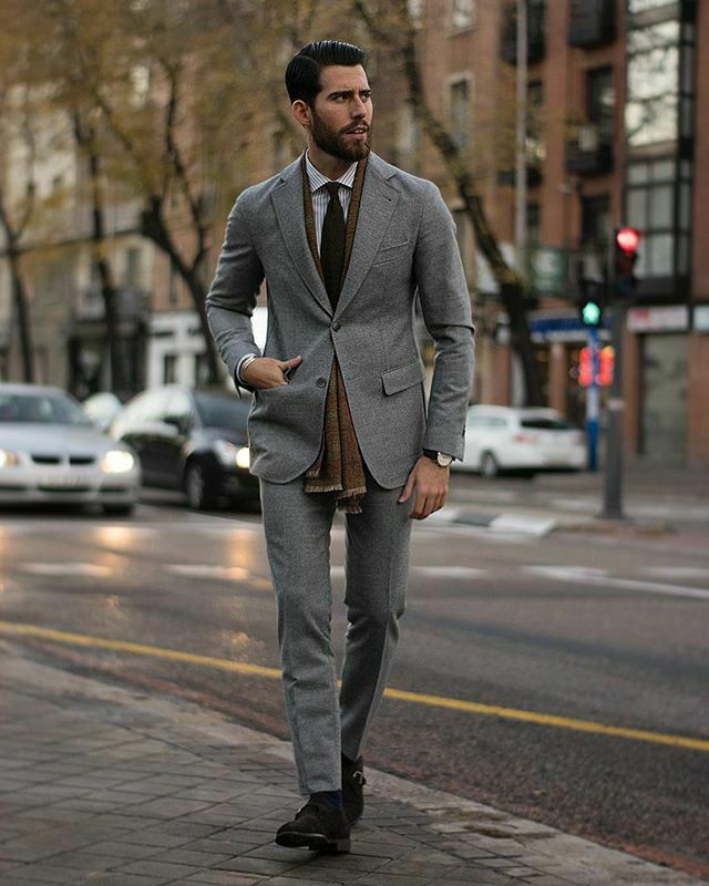 Gray Tweed Mens Wedding Suits Slim Fit Two Button Peaked Lapel Groom Wear Tuxedos Formal Work Prom Business Blazer(Jacket+Pants)