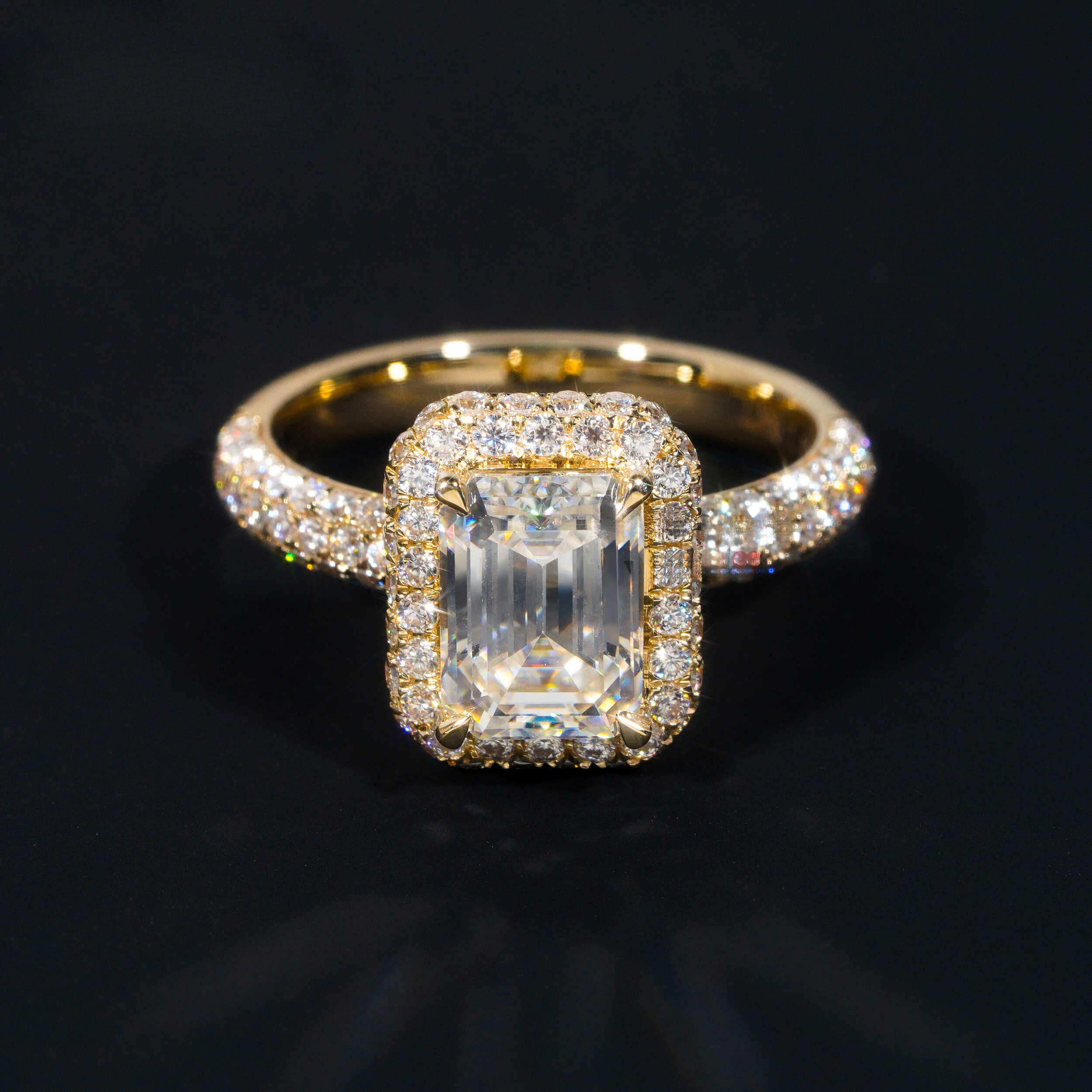 Customized fine jewelry solid engagement 10K 14K 18K real gold lab diamond diopside luxury women's wedding ring