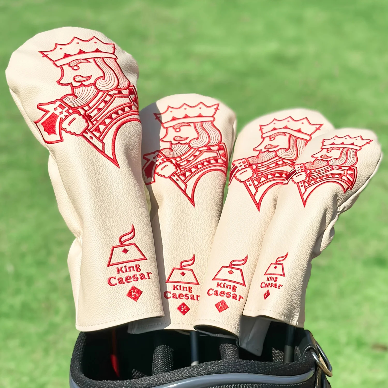 1pc4pcs Golf Club Head Covers Compatible for DriverFairwayHybrid Wood Heads PU Protective Headcovers with Warrior 260902