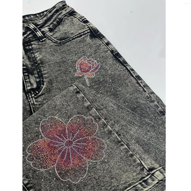 Women' s Jeans Women Gray Rhinestone Fix Denim Elastic S - view 5