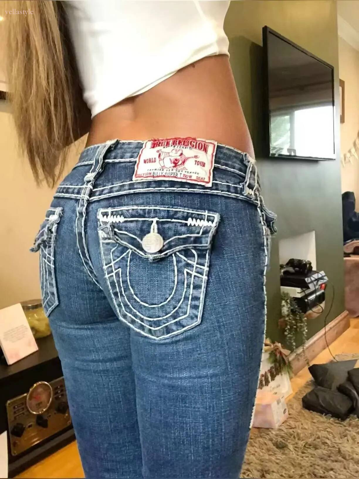 Vero Relgioly Jeans Y2K Donna Vintage Gotico Moda Ricamato Hip Hop High Street …