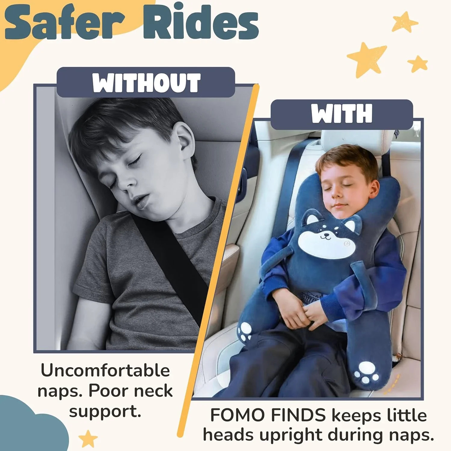 Kids Car Neck Pillow with Seat Belt Safety Sleep Aid Prevent Leaning Head Back Seat Sleeping Comfort During Long Distance Trave260901 - view 5