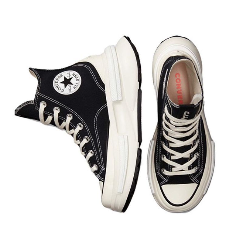 Converse Run Star Legacy Men Women Canvas Sneakers, Black High Top Lace Up Shoes, Cream Chunky Platform Thick Sole Street Style Casual Board Shoes - view 5