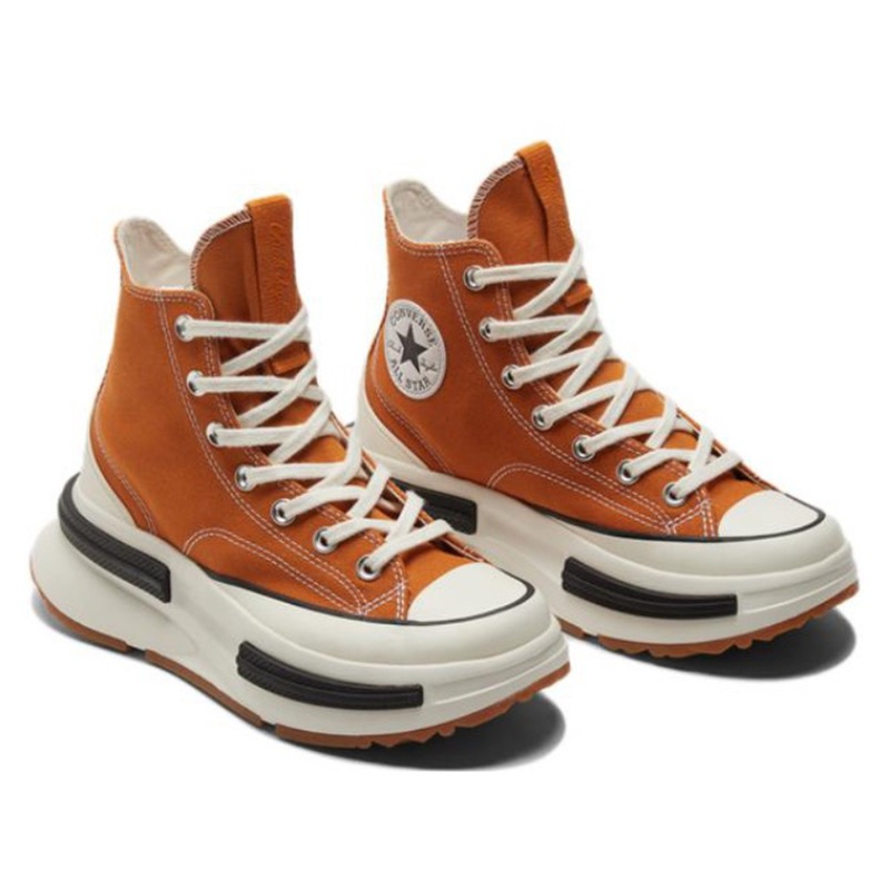 Converse Run Star Legacy Men Women Canvas Sneakers, Caramel Orange High Top Lace Up Shoes, Platform Chunky Thick Sole Street Style Casual Board Shoes - view 4