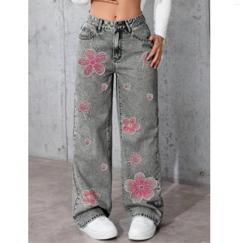 Women' s Jeans Women Gray Rhinestone Fix Denim Elastic S - view 6