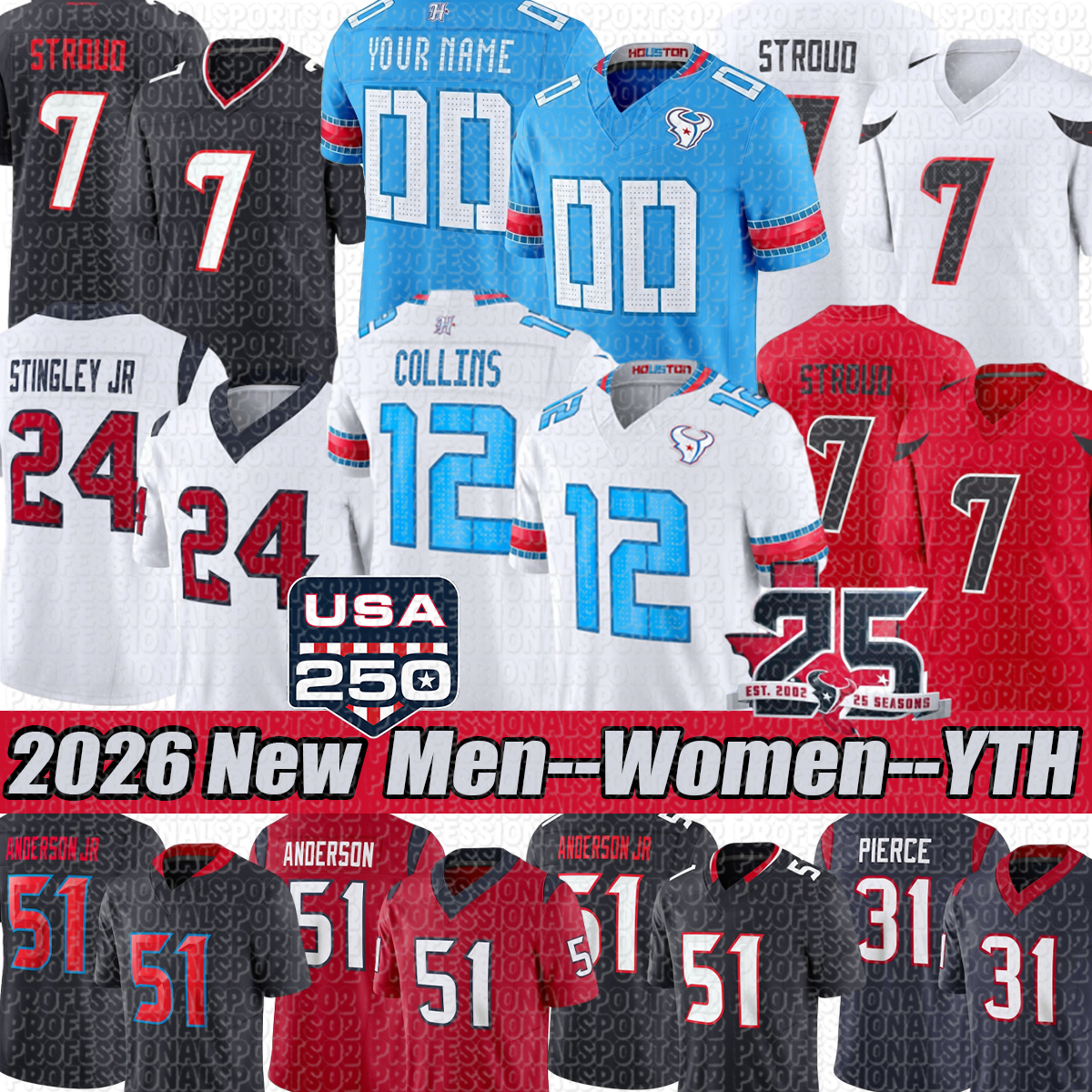 Maglia Houstones Texans # 7 Maglia CJ Stroud Maglia Stefon Diggs Texan Maglia W…