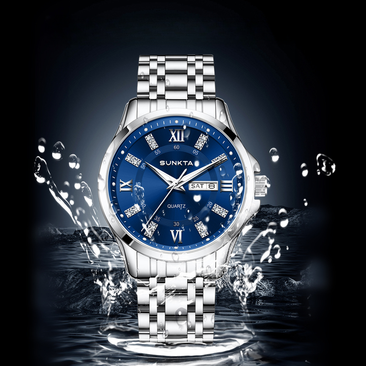 New Fashion Simple Business Quartz Watch For Men, Luminous Waterproof Steel Band Wristwatch - view 5