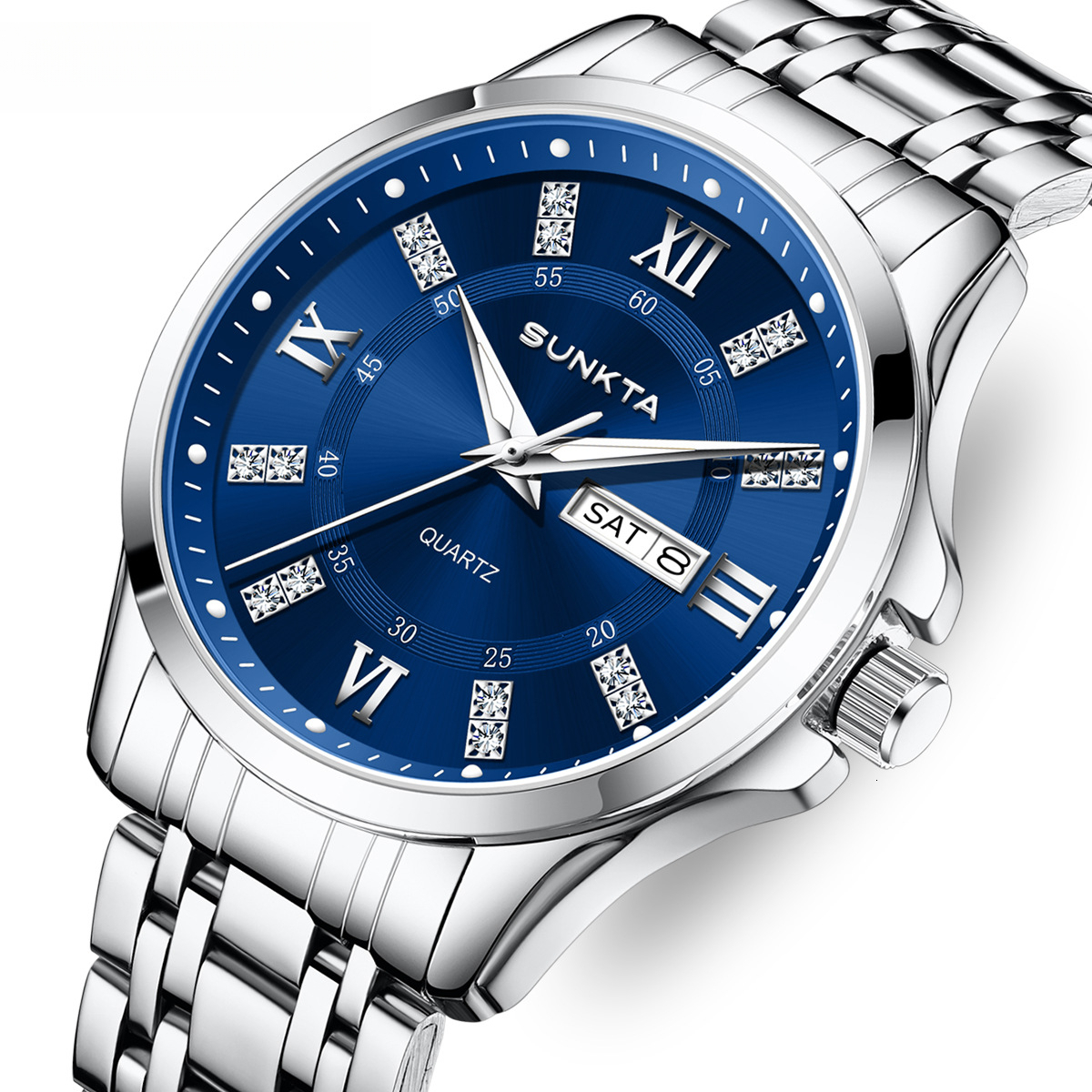 New Fashion Simple Business Quartz Watch For Men, Luminous Waterproof Steel Band Wristwatch - view 6