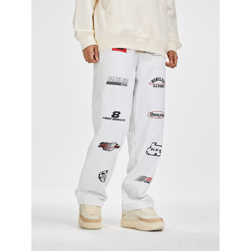 Men's Pants Gym Sport Y2k Retro Black Grey Luxurious Design High Quality Letter Printed Casual Harajuku Fashion Wide Leg Loose Sweatpants Gothic  - view 6