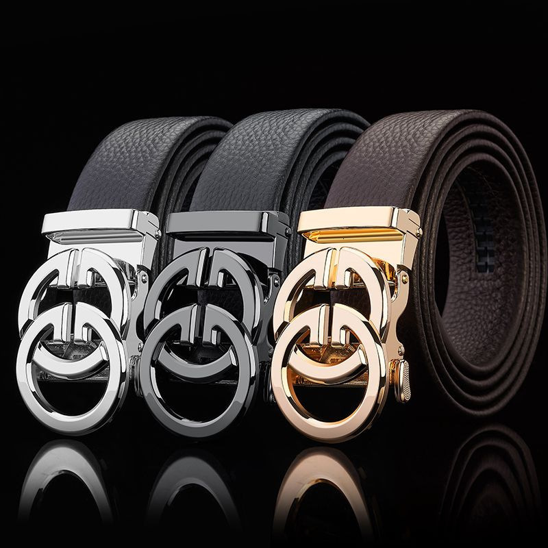 Fashion belt for men alloy buckle high quality PU leather automatic belt adjustable ratchet business casual mens belt 260104 - view 3